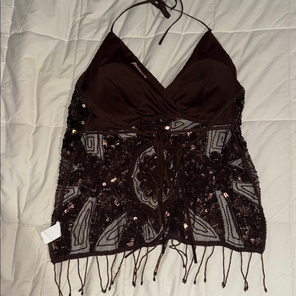Y2K Beaded Backless Top - Picture 2 of 5